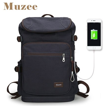 Mannen Usb Rugzak Canvas Rugzak Mode Grote Capaciteit Tas Voor Mannen Causale Rugzak Voor 15.6 ''Laptop: Blue Black USB