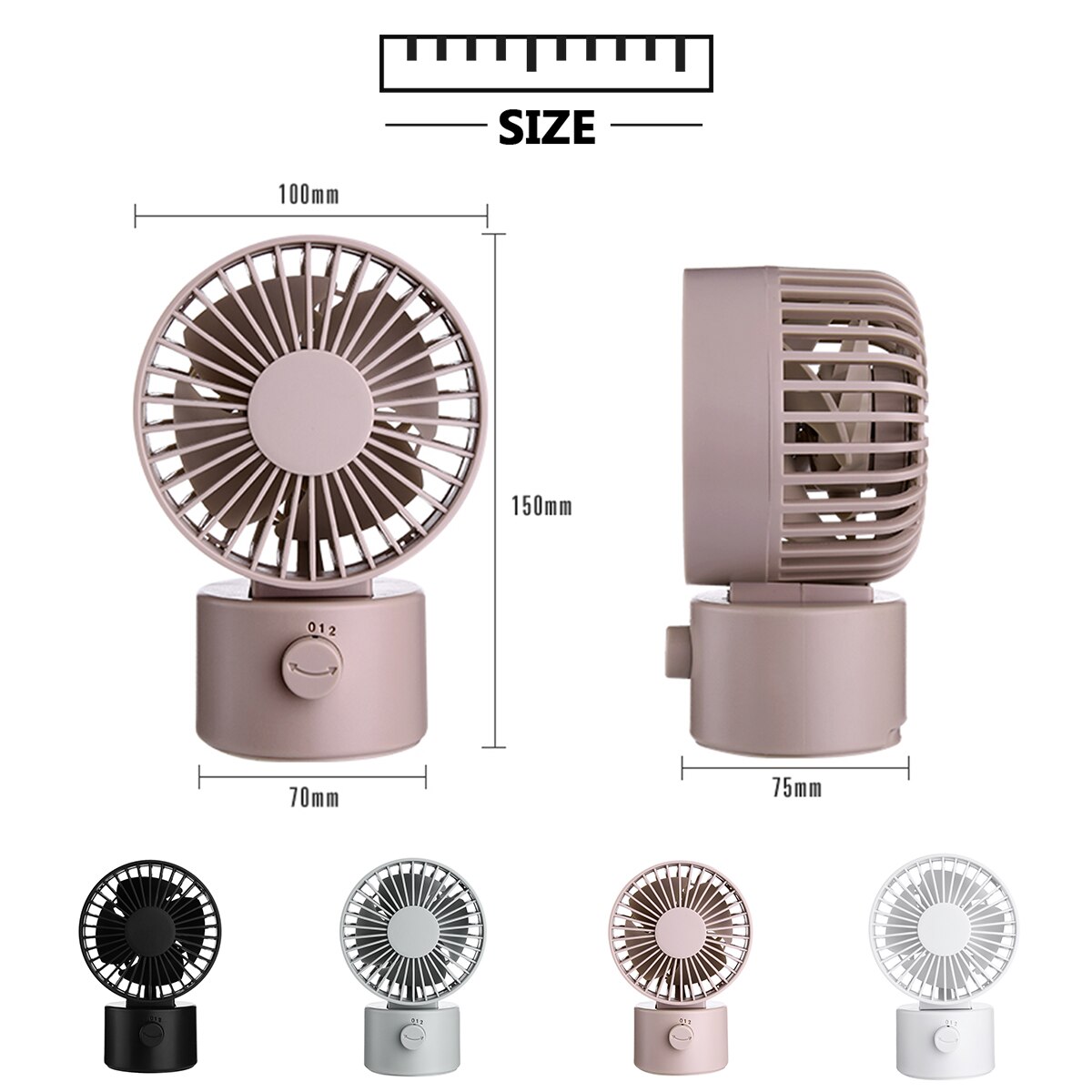 Portable Desktop Oscillating Fan With Adjustable Head 2 Speeds USB Fan For Home Office Travel Powerful But Quietly