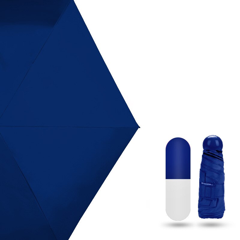 Paraguas plegables compactos de lluvia para niños, paraguas Mini cápsula para mujeres, paraguas transparente de bolsillo, paraguas Anti-UV a prueba de viento: dark blue
