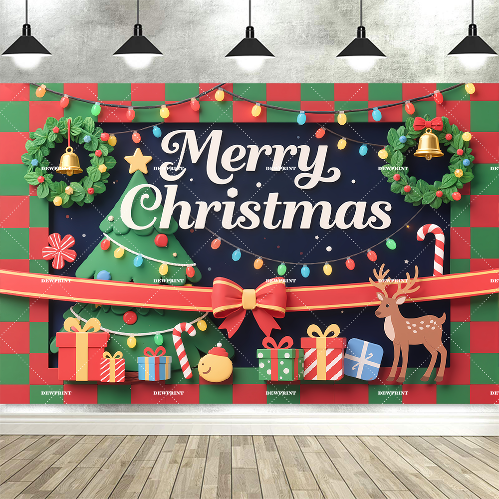 Christmas Theme Backdrop Photography Tree Sock Decor Party Supplies Photo Background Picture Banner Studio Decor Booth Props: WHITE / 272*1000