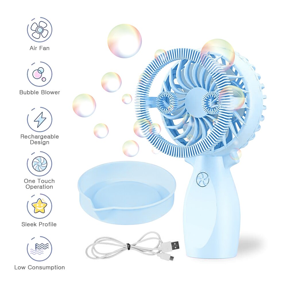2 in 1 Handheld Fan &amp; Bubble Blower Personal Fan Bubble Machine Dual Use Electric Fan Handheld Bubble Wand Bubble Fan