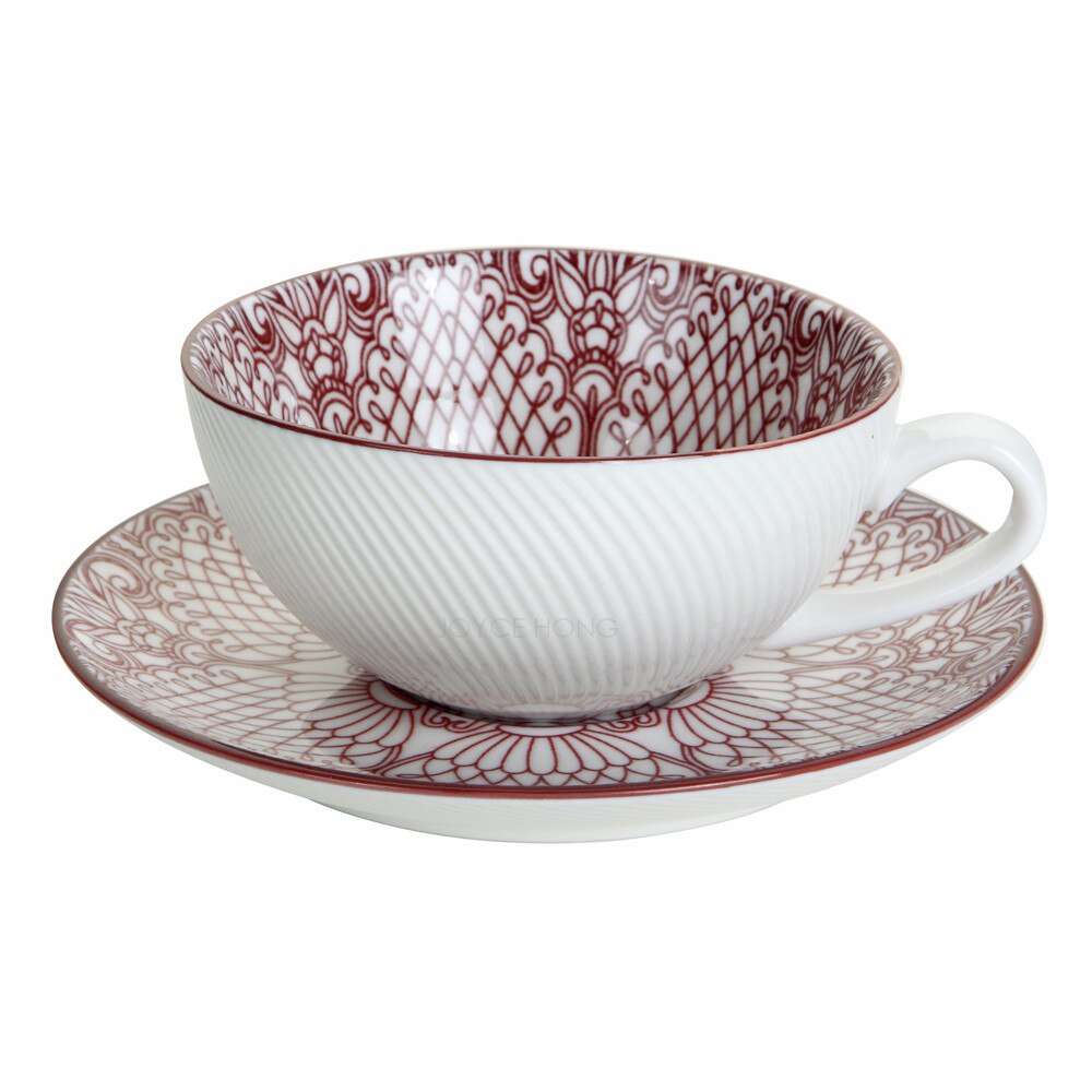 Porselen kaffe te kopper med tallerken, keramiske te kaffe krus sett teware sett drikke kopp krus sett: 200ml kopper sett lilla