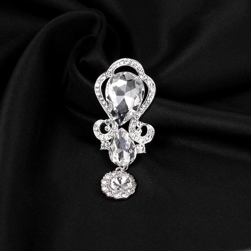 WEIMANJINGDIAN Silver Color Plated Glass Crystal Rhinestones Shinning Brooch Pins for Women or Wedding Bouquets