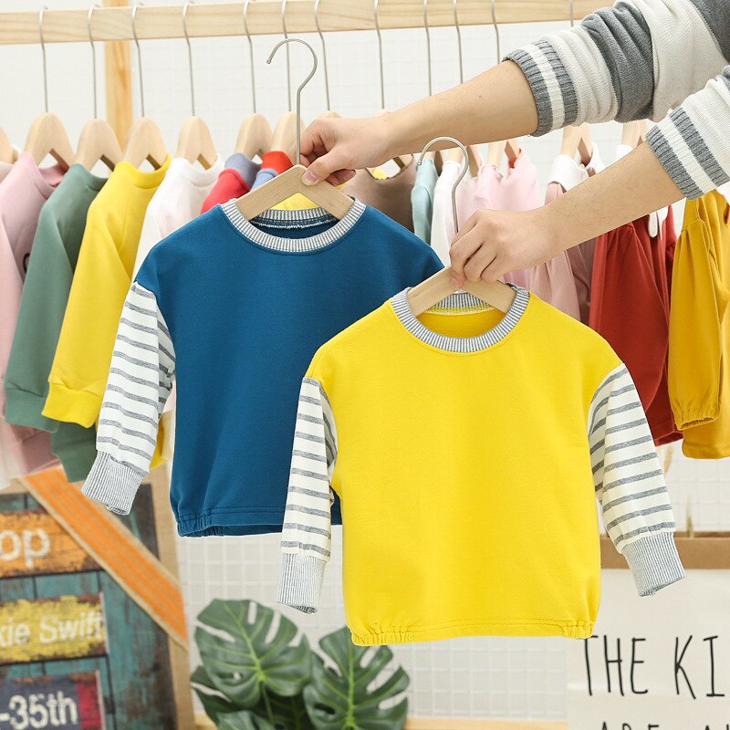 Barn baby flickor tröja spädbarn barn långärmad randig tecknad katt tryck hoodie tröja tröjor toppar kläder