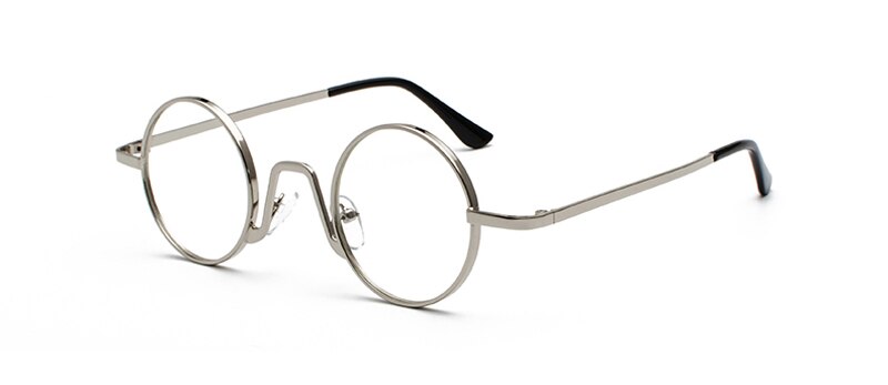 Kachawoo Vintage Retro Round Circle Metal Frame Eyeglasses Women Small Glasses Frame Men Nerd Decoration: silver with clear