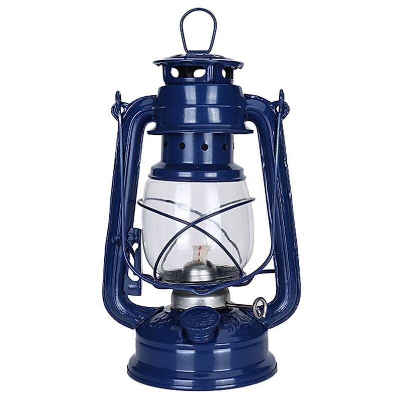25cm retro klassisk petroleumslampe 6 farver 235 led dæmpbare petroleumslanterner væge bærbare lys bærbare lys udsmykning: Marine blå