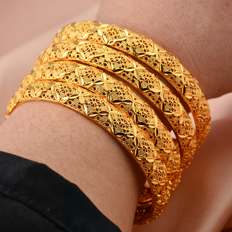 Bracelet manchette couleur or dubaï 24K pour femmes, bijoux éthiopiens, bijoux de mariage africains, de fête: Zinc blanc bleu plaqué