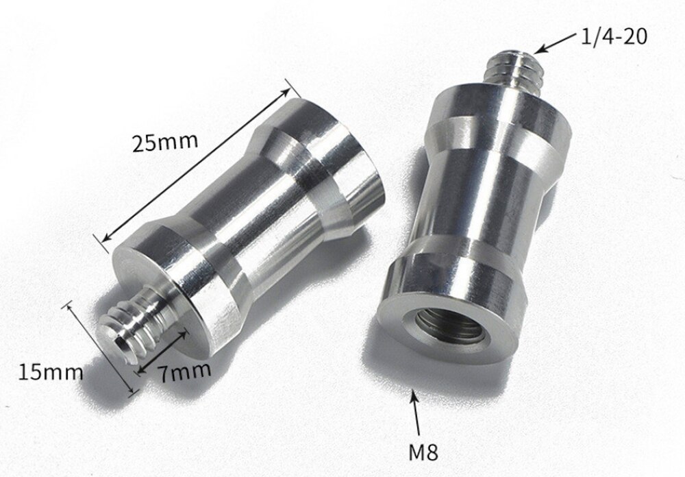 2Pcs M8 Vrouwelijke 1/4 Mannelijke Conversie Adapters Lamphouder Wederzijdse Rotatie Schroef Pan Tilt Montage Adapter Statief Camera