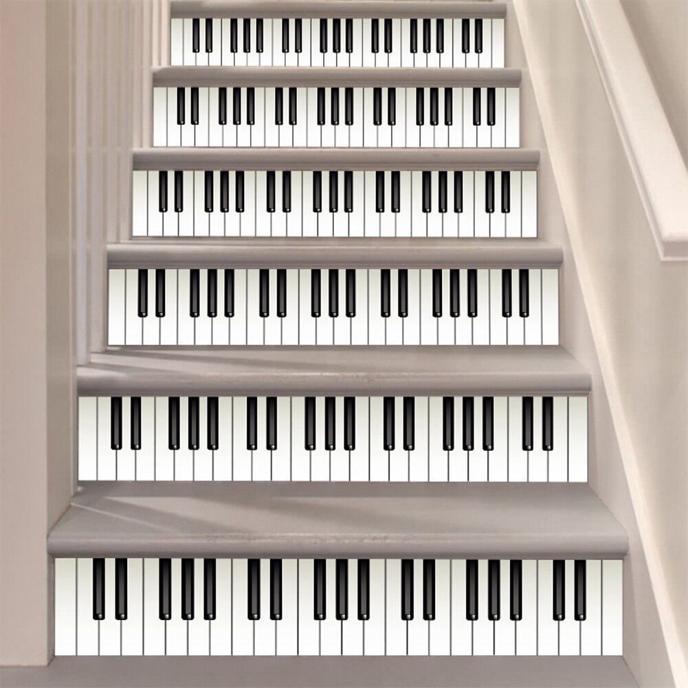 2 uds Piano teclado impermeable escaleras pegatinas calcomanía extraíble ornamento del hogar