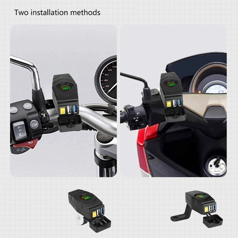 C1fb 20-80v elcykelstyr usb-oplader 24v 36v 48v 60v qc3.0 hurtigopladeradapter nem installation