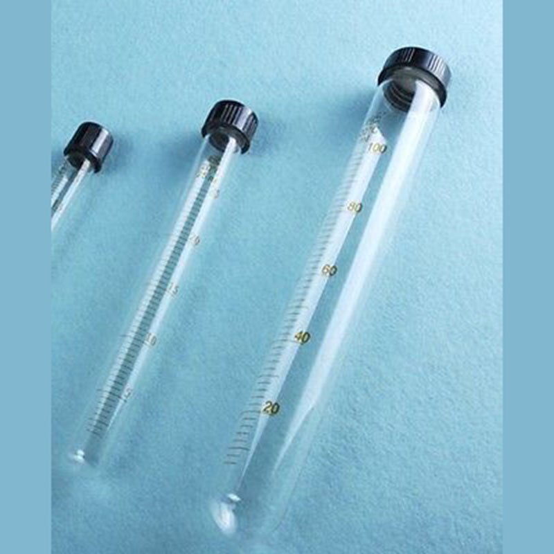 Scale Line 100ml Glass Test Tube Round bottom with screw cap for Chemistry Laboratory