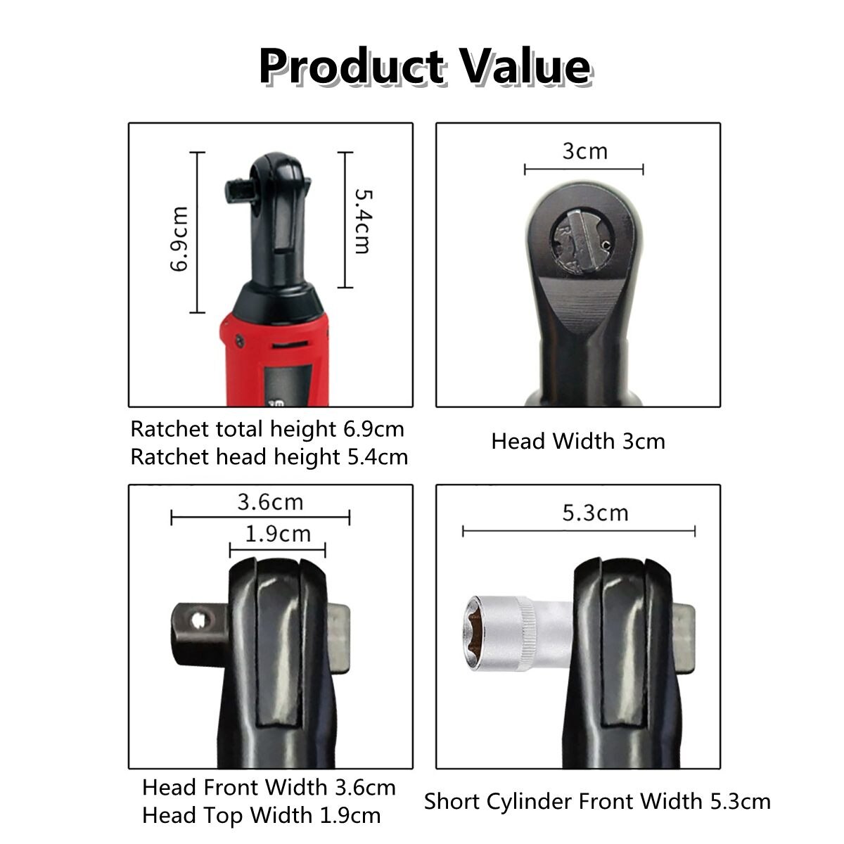 12V 90N.m Cordless Electric Wrench 3/8" Ratchet Rechargeable Scaffolding Right Angle Wrench Tool with 1/2 Battery Charger Kit