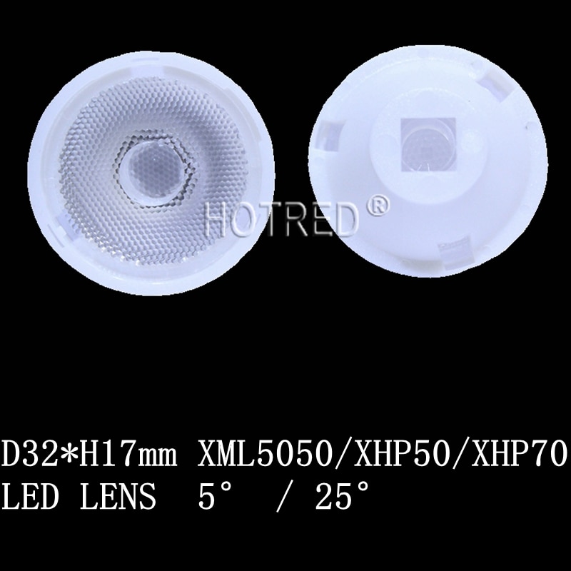Cree XML XHP50 5050 XHP70 XHP-70 XHP70.2 MK-R MKR MC-E MCE 7070 Led Lens 5 Degree 25 Degree Optical Grade PMMA Led Lens 32mm
