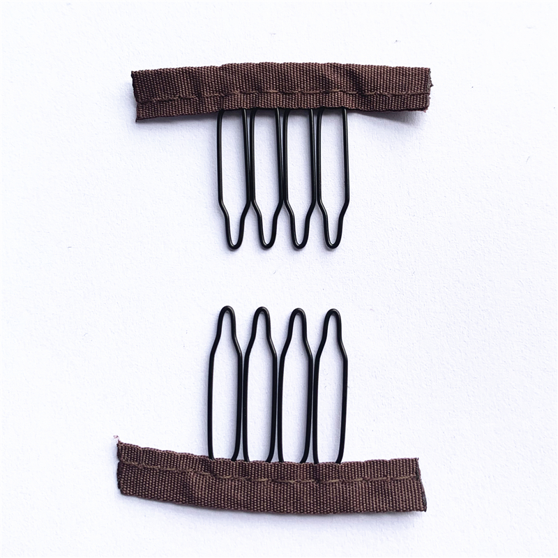 50 Stück Perückenkämme zur Sichern der Perücke, 4–7 Zähne, Perückenkamm, Perückenklammern mit Stoff für die Herstellung von Perückenkappen, Stahlmaterial, Clips, Kämme: Black