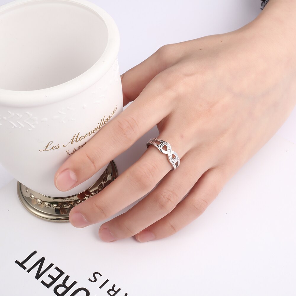925 Sterling Silver Infinity Ring Cubic Zirconia CZ Eternity Rings for Women Size 5 6 7 8 9 10 Trendy Jewelry (Lam Hub Fong)