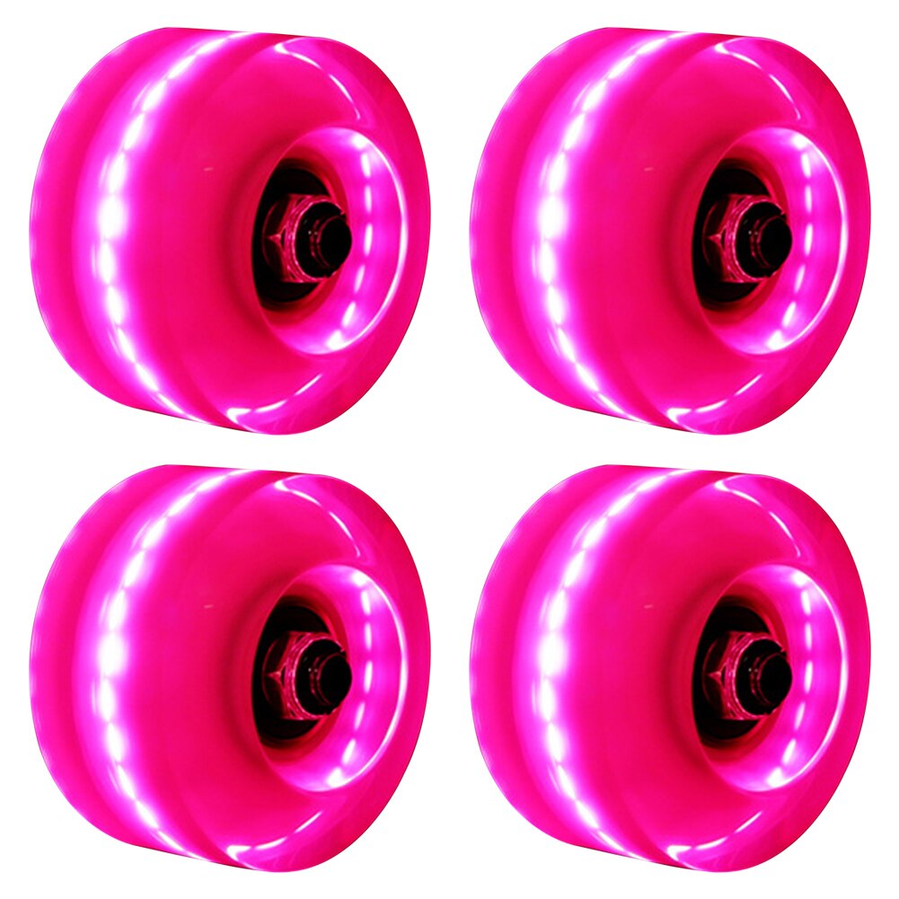 4pcs/set Multifunction Skateboarding For Quad Skating Luminous Skateboard Wheels Rollerskate Shoes 82A Hardness Indoor Outdoor: Pink Purple