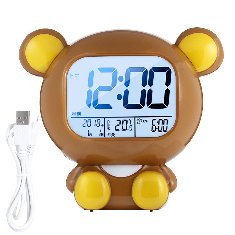 Dessin animé mignon horloge numérique Led lumineux électronique bureau alarme chambre Date température numérique horloge Zegar Led horloge à la maison DB60SZ: style7