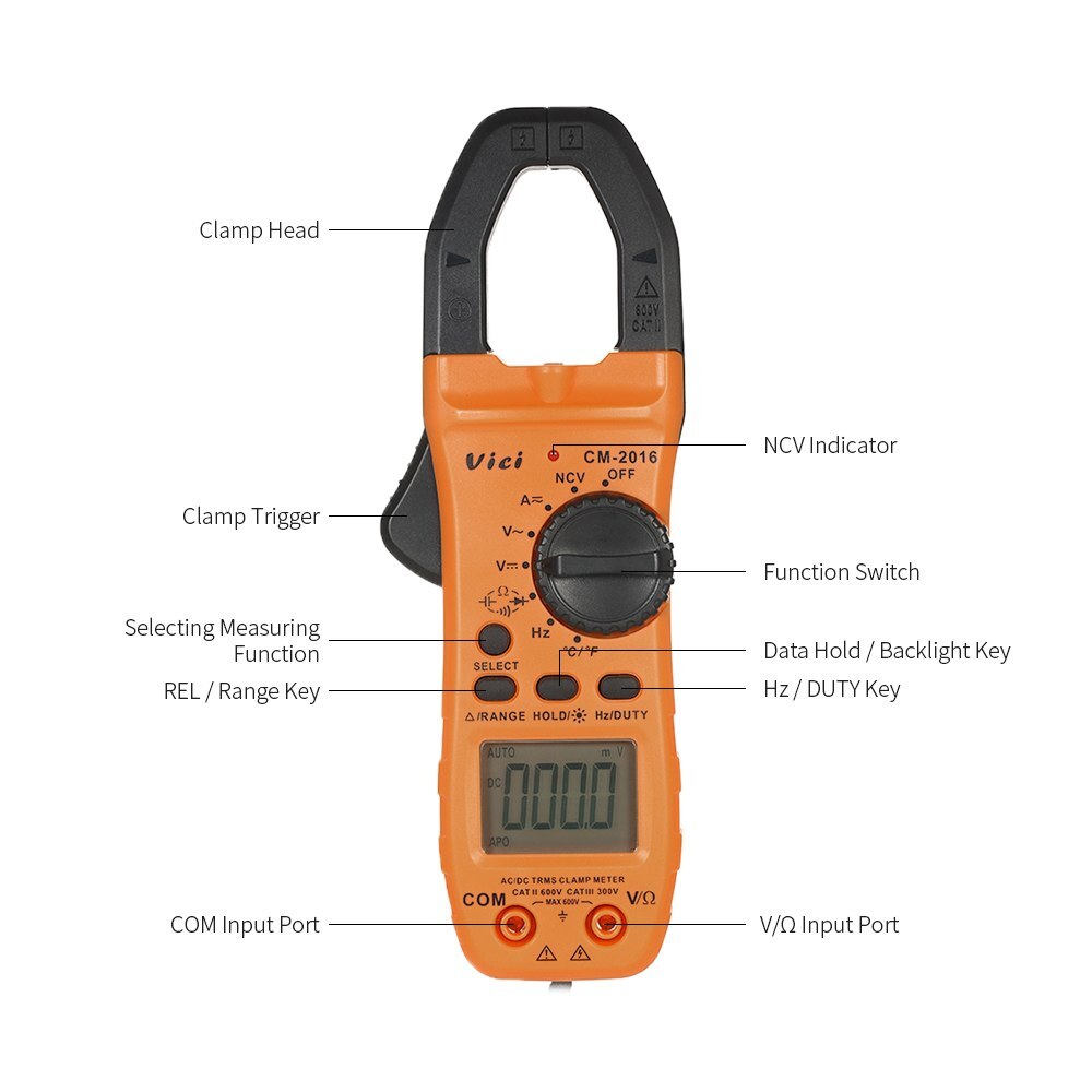 Vici Digital Clamp Meter Multimeter AC/DC Voltage Current Clamp Capacitance Temperature Resistance Diode Tester Continuity Test