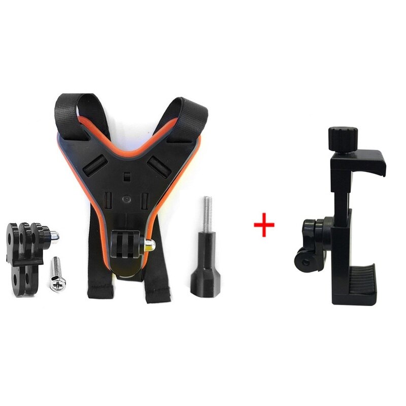 Clownfish Motorcycle Shots Full Face Helmet Chin Stand Mount Holder for GoPro Hero 8/7/54 Xiaomi Yi 4k Action Camera Accessories: orange and clip