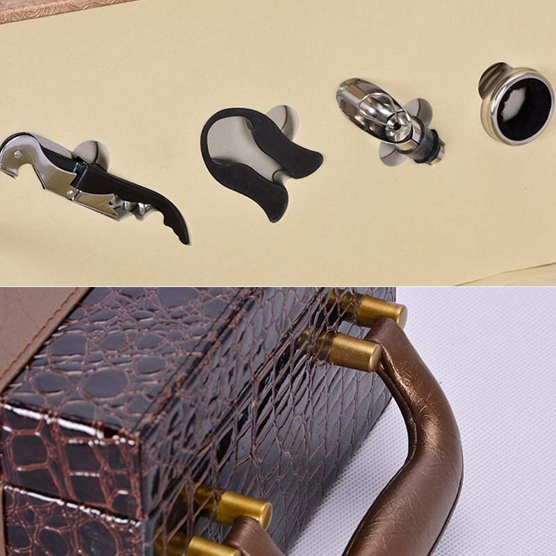 PU Leather High-grade Wine Double Box 750ml 2 Bottles Package Leather Wine Box Solid Top-grade Commercial Packing