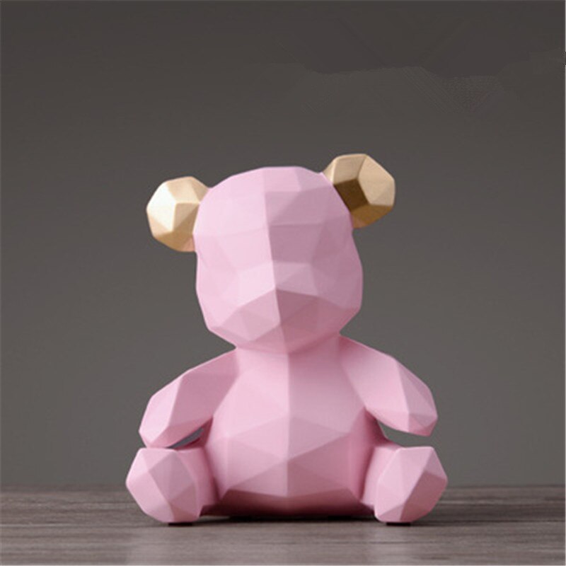 Bære origami statue geometri dyr kunst skulptur harpiks kunstværk stue indretning  l2986: Rød