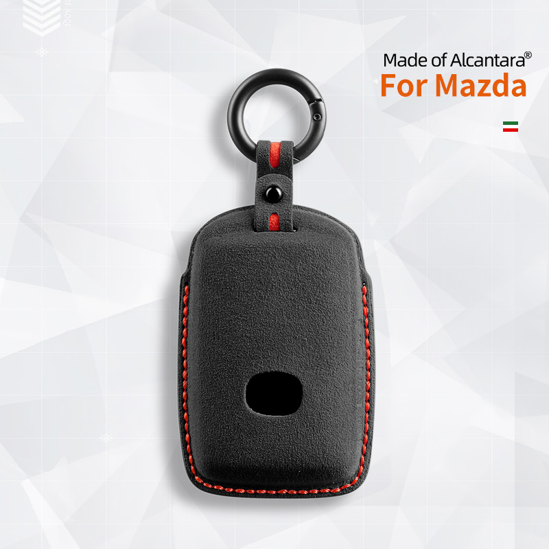 For Mazda 3 6 CX30 CX3 CX5 CX8 CX9 MX30 Car Key Case Remote Cover Shell Suede Alcantara Keychain Leather Protector Accessories