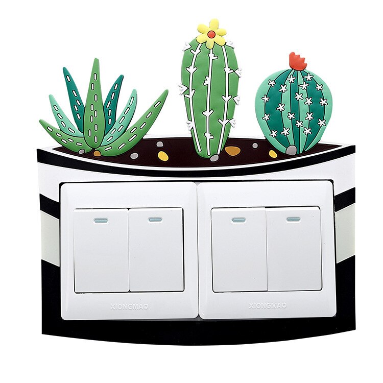 Duplo interruptor aberto adesivos luminoso tridimensional macio plástico pvc carnudo interruptor capa protetora adesivos de parede decorações