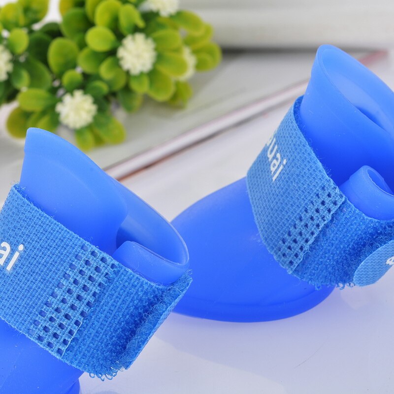 Candy Color Padded Pet Shoes Non-slip Boots Shoes Dog Cat Pet Dog Rain Boot Waterdrop 4PCs