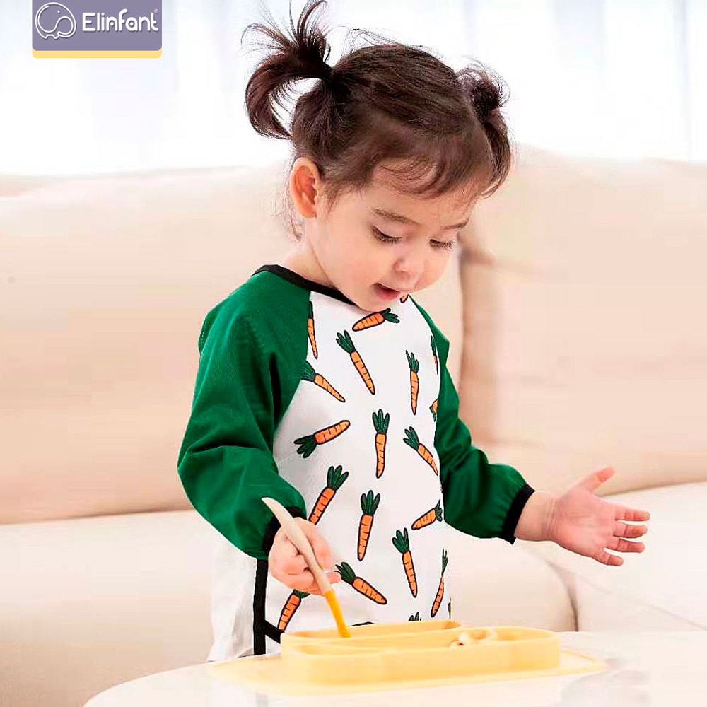 Elinfant Lange Mouwen Slabbetjes Waterdichte Baby Bib En Peuters Met Pocket Licht Gewicht Bib Wasbare One Size Feeding Slabbetjes