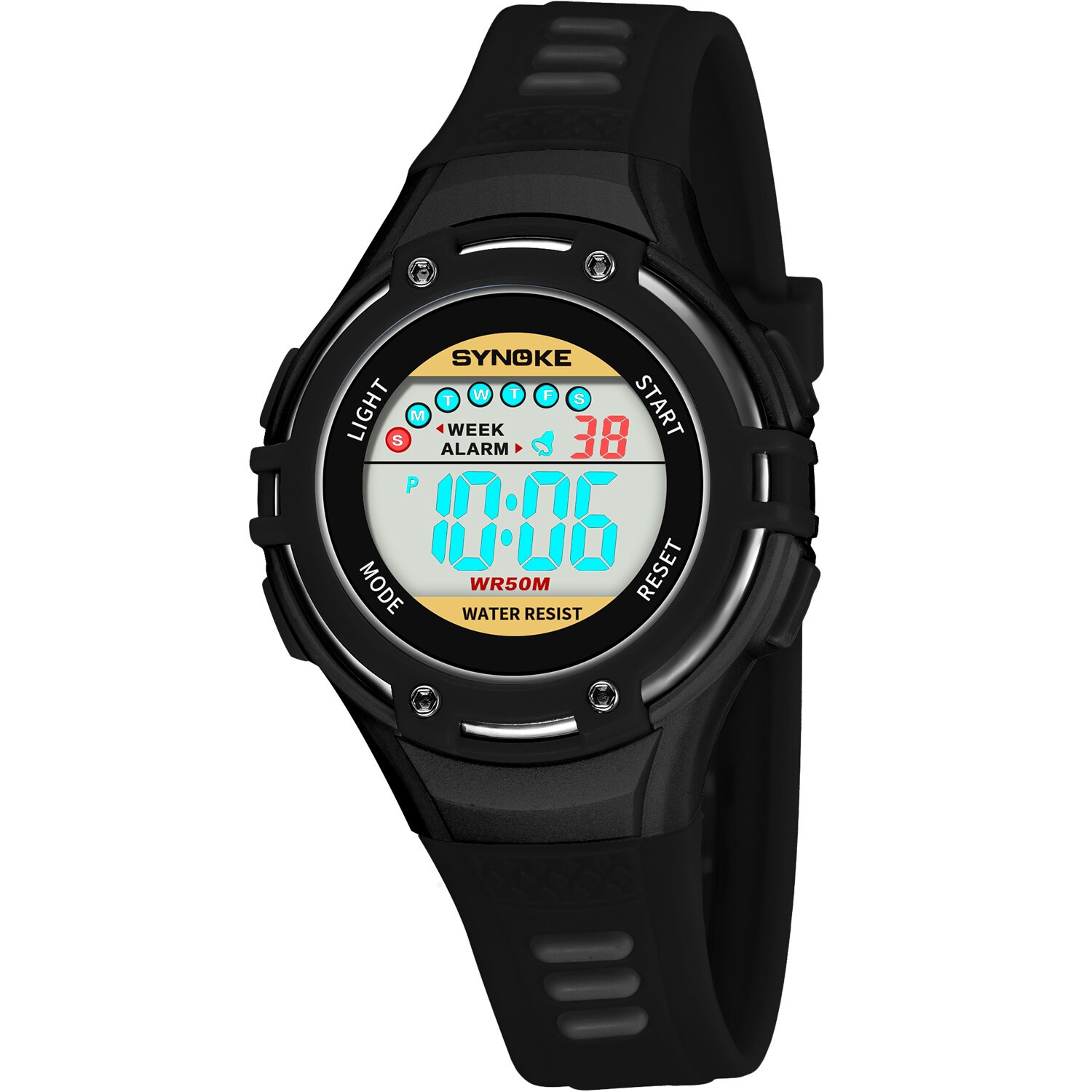 SYNOKE Jongens Horloges Kids Digitale Horloge Waterdicht multifunctionele Chronograaf Nachtlampje Wekker kinderen Cadeau: Black Watch