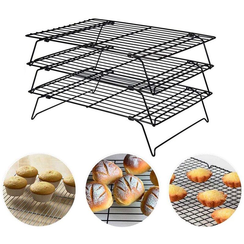 Grille métallique en acier inoxydable, plateau de refroidissement, support pour gâteaux, four, cuisine, cuisson de Pizza, pain, Barbecue, biscuits, étagère