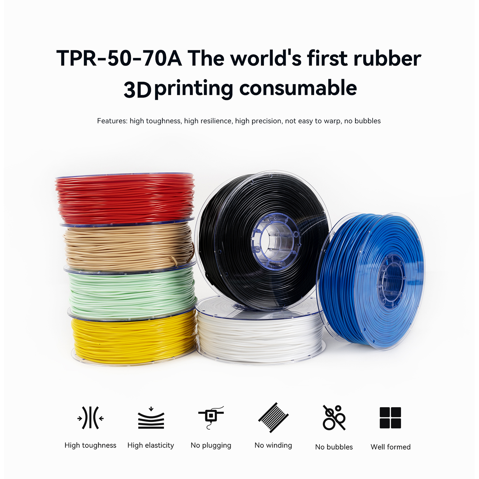 ATOMSTACK – Filament pour imprimante 3D TPR, consommable d&#39;impression en caoutchouc Flexible, diamètre 2.85mm, bobine 1KG (2,2 lbs)