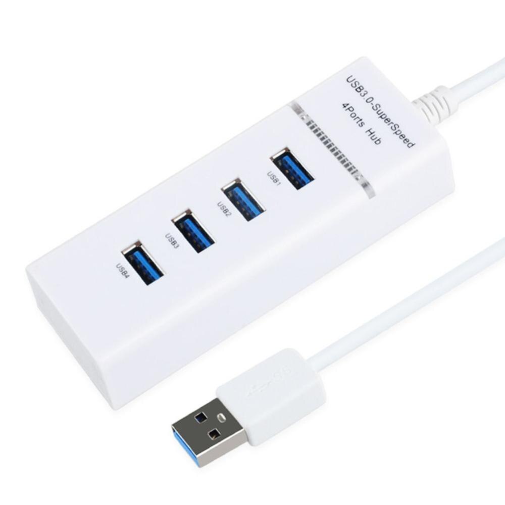 4 Poorten Usb 3.0 Hub Hub Multi Usb Splitter Expander Meerdere Usb 3 Hab Op/Uit Schakelaars Ac Adapter kabel Splitter Voor Pc Laptop: white