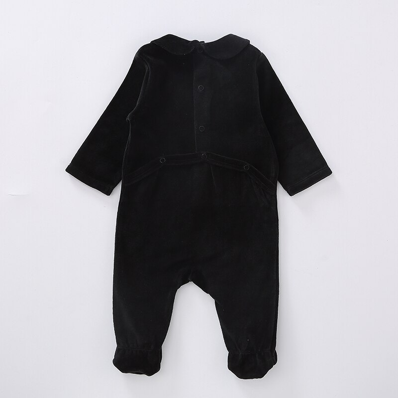 Ropa de bebé recién nacido, peleles de terciopelo para niños, footies negros, ropa de terciopelo, Pelele de mangas largas para niño y niña, 0 a 24 meses