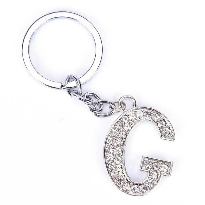 Crystal Rhinestone Alphabet Keyring Initial Letter Key Ring Chain Unisex Keychain 26 Letters