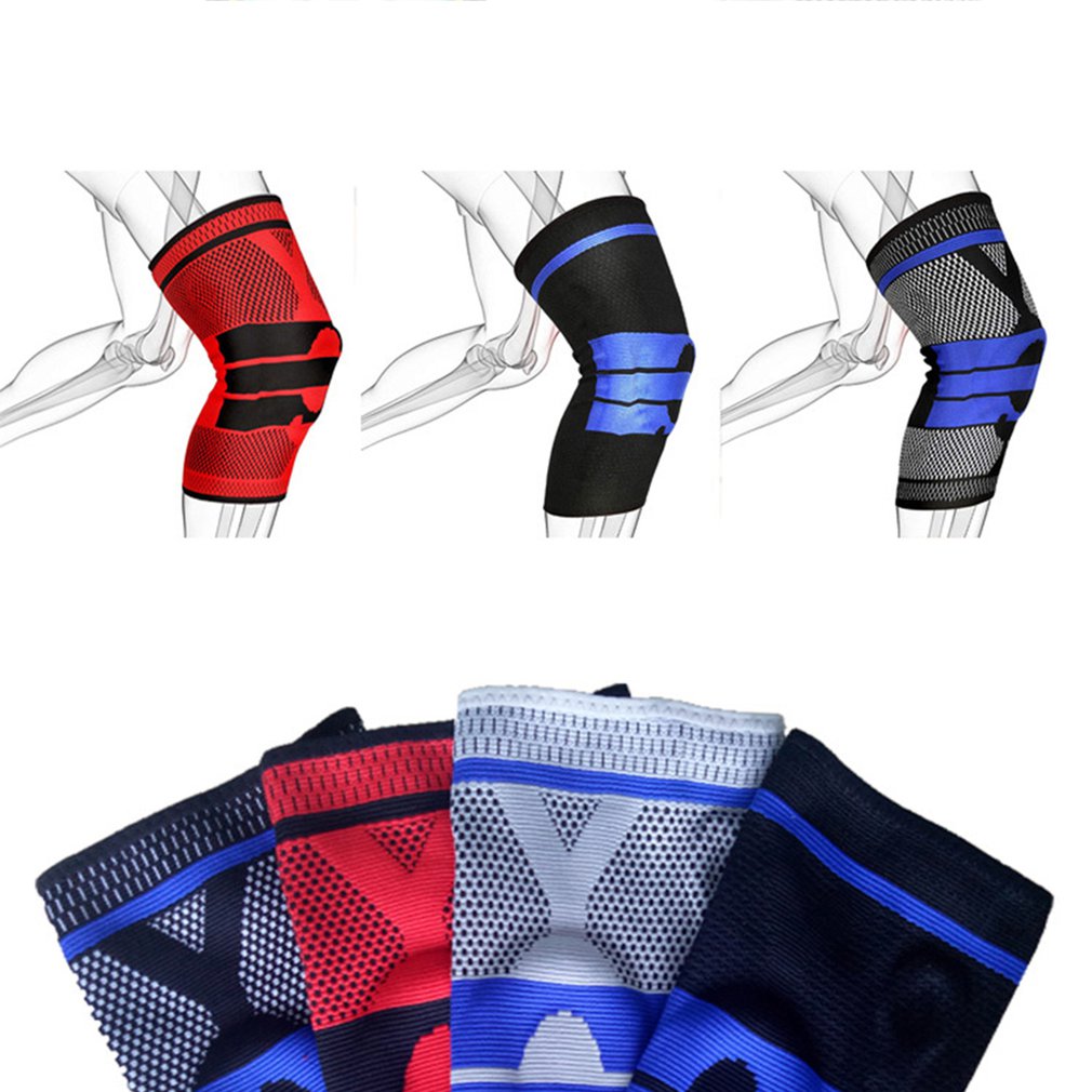 1 pcs Knee Protector Brace Silicone Spring Knee Pad Basketball Running Compression Knee Sleeve Support Sports Kneepads