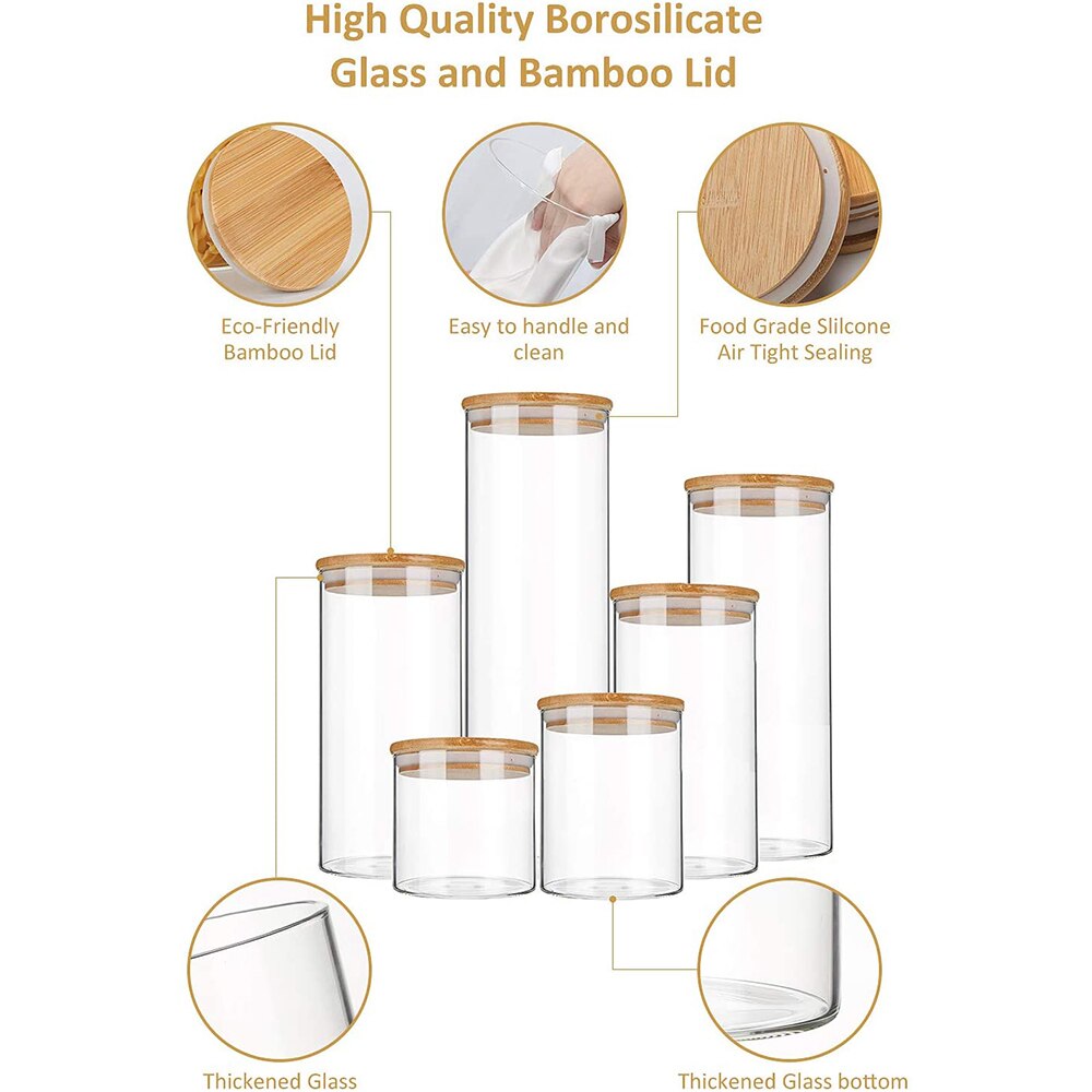 Bocaux de stockage en verre pour céréales en vrac, pour Spaghetti, farine, café, sucre, bocal à épices de cuisine scellé pour multi-céréales