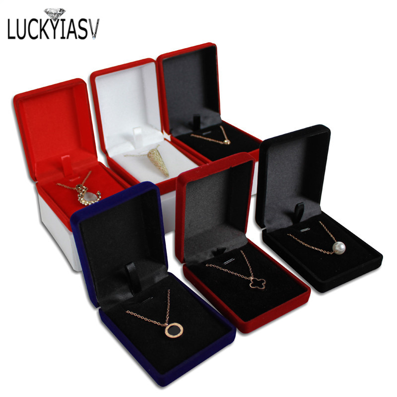 Gros noir velours mariage mariée bijoux collier pendentif boîte Colar boucles d'oreilles bibelot présentoir support organisateur