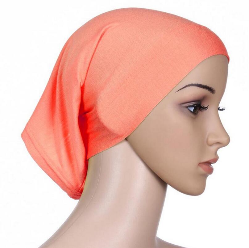 Djgrster stretchbar hijab undersjal keps sjal muslim islim halsduk inre pannband hijab polyester fiber 15 färger: Orange