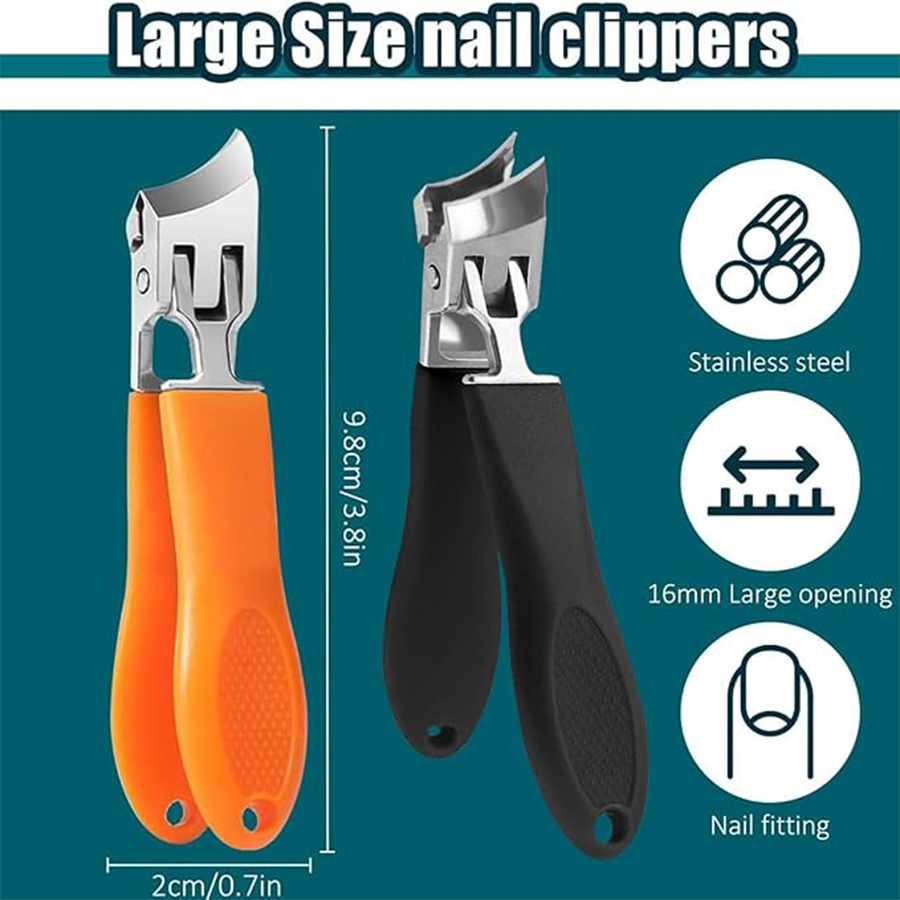 stainless steel nail clipper - heavy-duty, curved, concave blade, suitable for large openings of thick nails