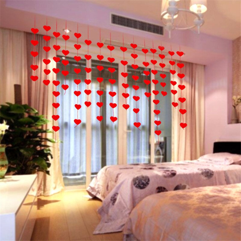 Creatieve Rode Harten Vormige Banner Romantische Bruiloft Decor Trouwzaal Valentijnsdag Scene Layout Decoratie Benodigdheden