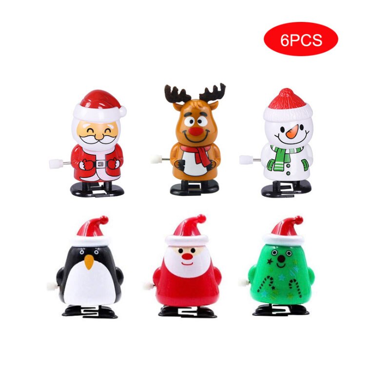 Christmas Clockwork Jumping Toys Children Mini Christmas Vintage Santa Claus Snowman Wind Up Toys for Kids Funny: 6 pcs