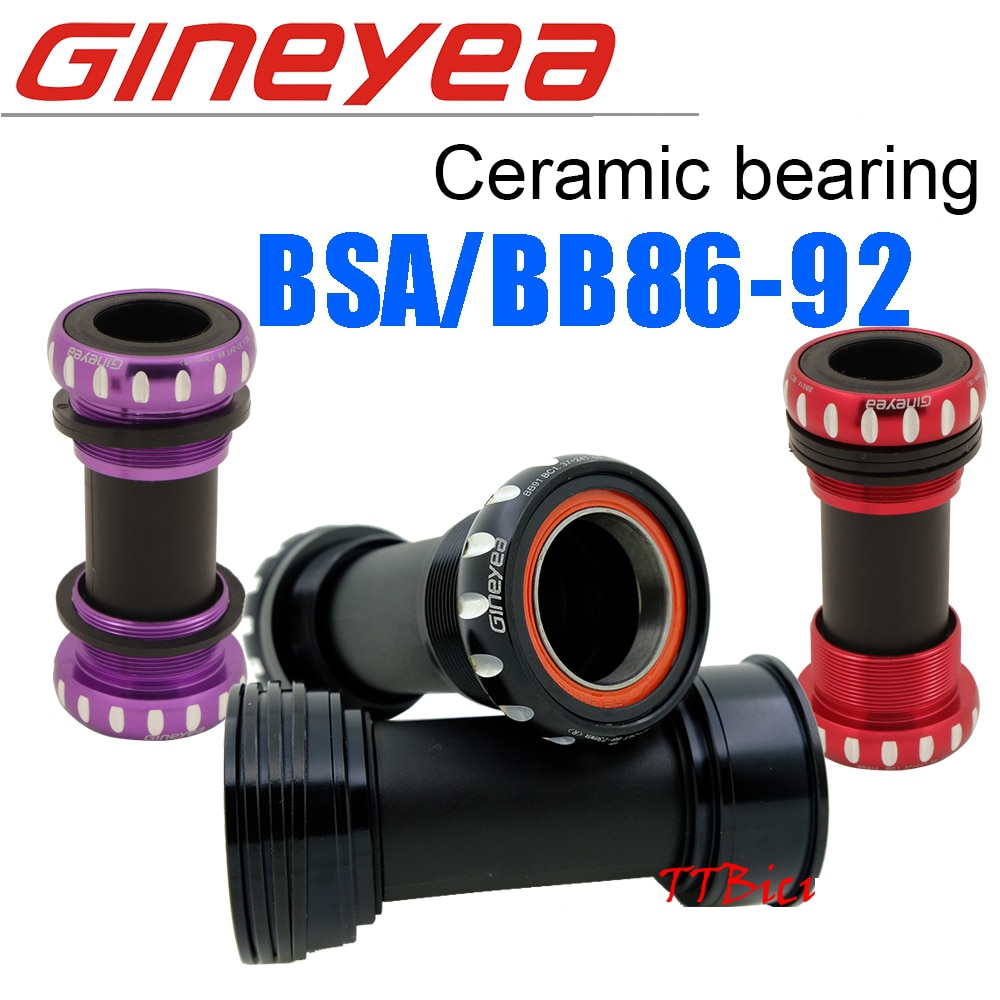 Gineyea bottom bracket bb86 bb91 bb91 BSA for shimano 22 24 19 41 mm ceramic road bike MTB red purple color