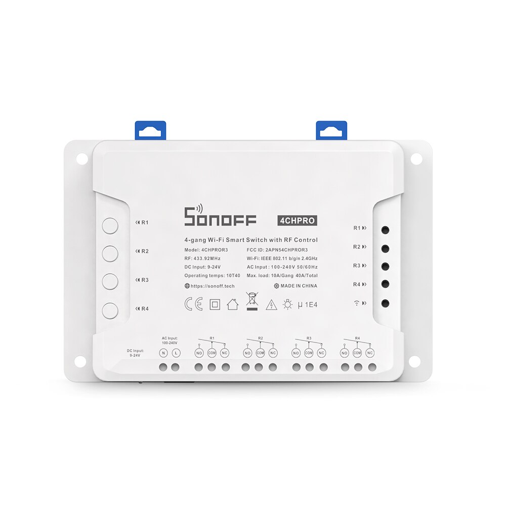 Sonoff 4CH Pro R3 Wifi Lichtschakelaar Afstandsbediening 433 Mhz Rf Smart Home Controller 4 Kanaals/Gang Intelligente Draadloze schakelaar Module: Default Title