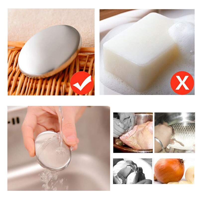 Stainless Steel Deodorant Soap Hand Soap Kitchen Bar Odor Remover Garlic Deodorize Gadget Tools Kitchen Hand Eliminating Soap 25