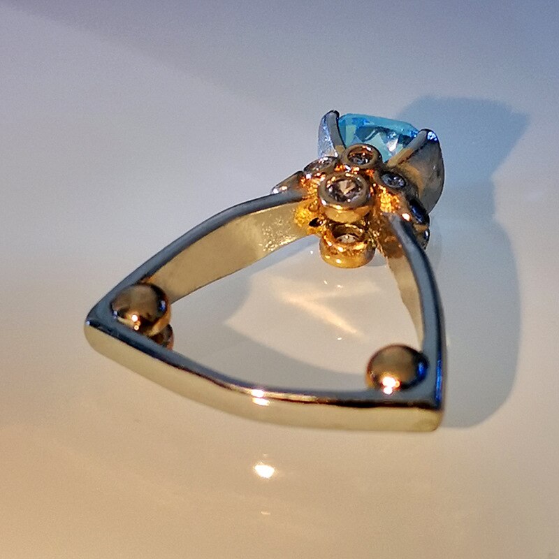 Boho Weibliche Kristall Geometrie groß Ring zierlich Silber Farbe Engagement Ring Charme Aqua Blau Zirkon Stein Hochzeit Ringe Für Frauen
