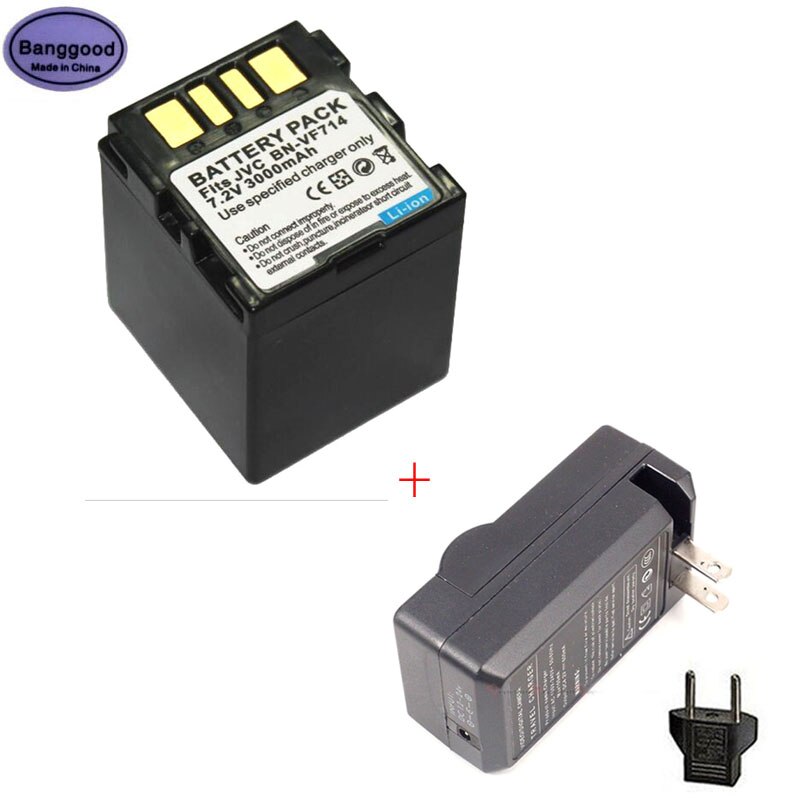 3000mAh BN-VF714 BNVF714 Camera Battery + AC Charger For JVC BN-VF707 BN-VF707U BN-VF733 GR-D240 GZ-D240 GR-X5 GZ-MG21U GZ-D240