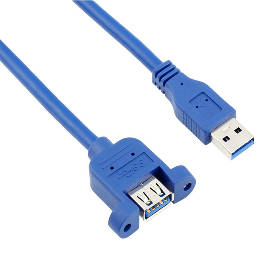 Usb kabel 3.0 forlænger han til hun forlænger kabel ledning dobbelt skærmet skrue panel montering 0.3m 0.6m 1m 1.5m 3m 5m