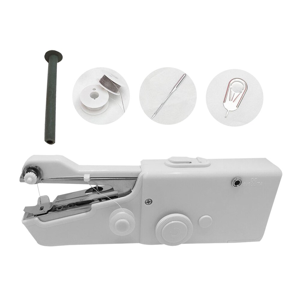 EU/US Plug Handheld Sewing Machine Mini Portable for Quick Repairs DIY Clothes Electric Stitch Sew Cordless Needlework Machine: No plug