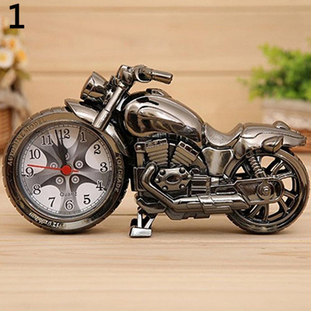 Retro Motorcycle Shape Quartz Clock Alarm Clock Time Keeper Desktop Home Bedroom Dormitory Decor Student Supplies
